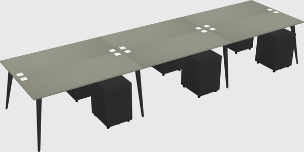 Shared rectangular office desk system