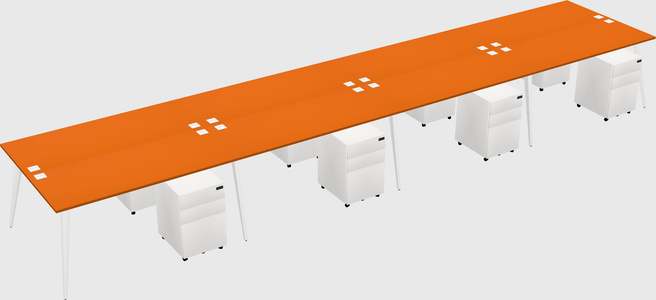 Shared rectangular office desk system