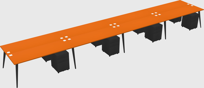 Shared rectangular office desk system