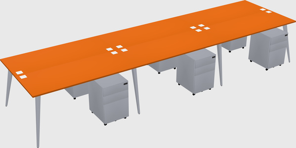 Shared rectangular office desk system