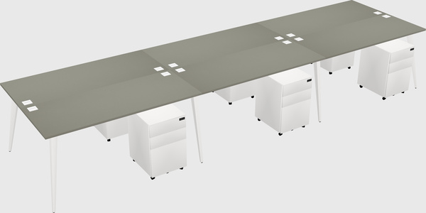 Shared rectangular office desk system
