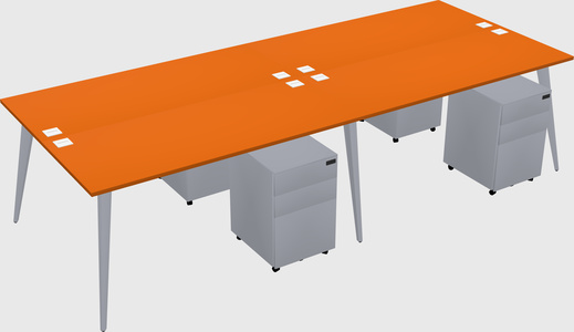 Shared rectangular office desk system