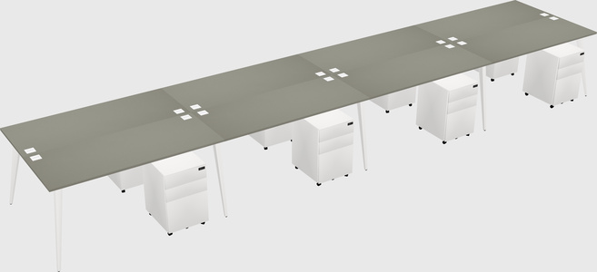 Shared rectangular office desk system