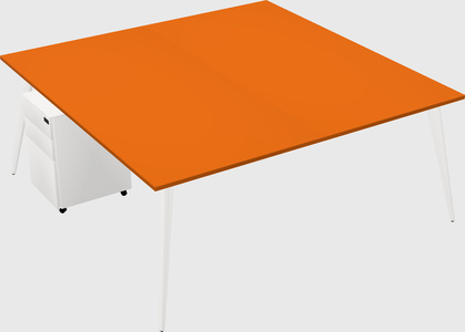 Shared rectangular office desk system