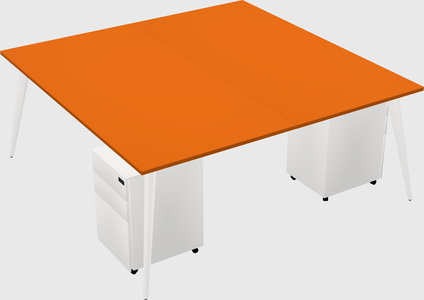 Shared rectangular office desk system