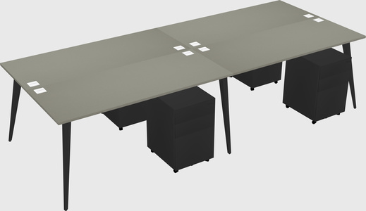 Shared rectangular office desk system