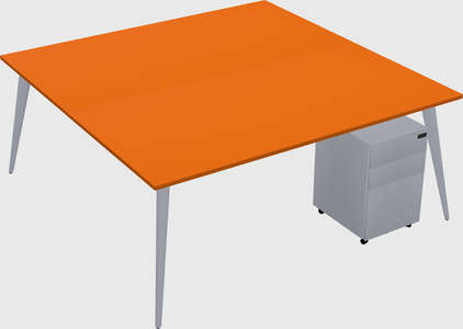 Shared rectangular office desk system
