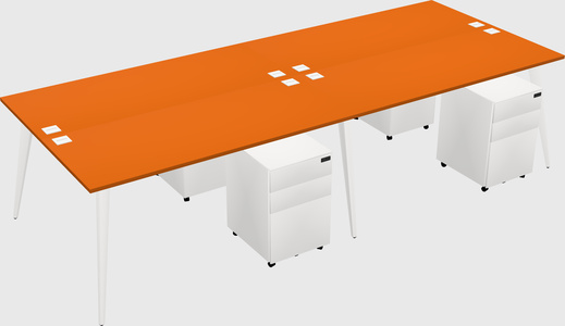 Shared rectangular office desk system