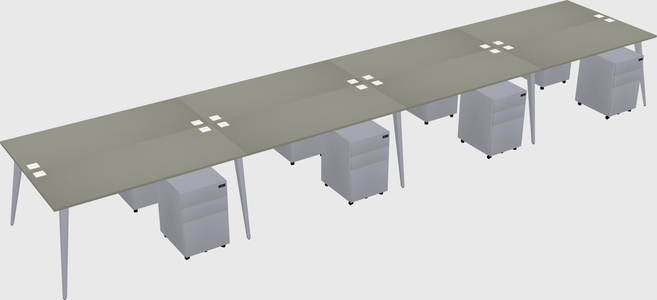 Shared rectangular office desk system