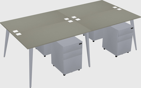 Shared rectangular office desk system