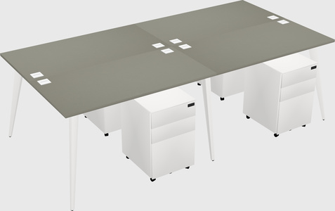 Shared rectangular office desk system