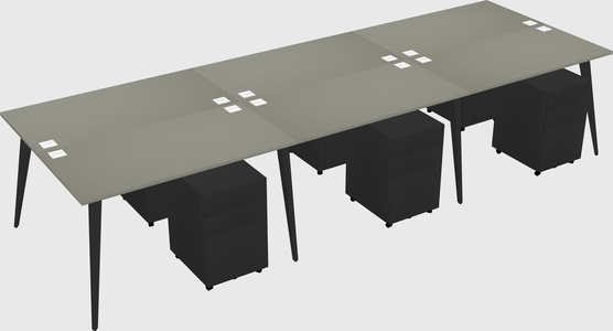 Shared rectangular office desk system