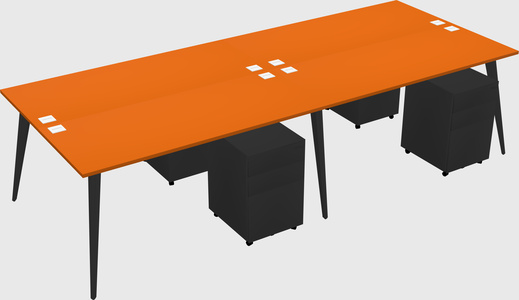 Shared rectangular office desk system