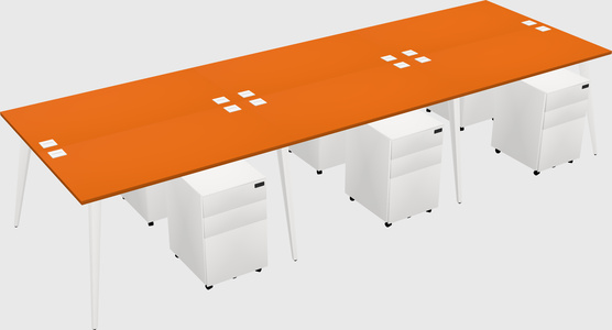 Shared rectangular office desk system