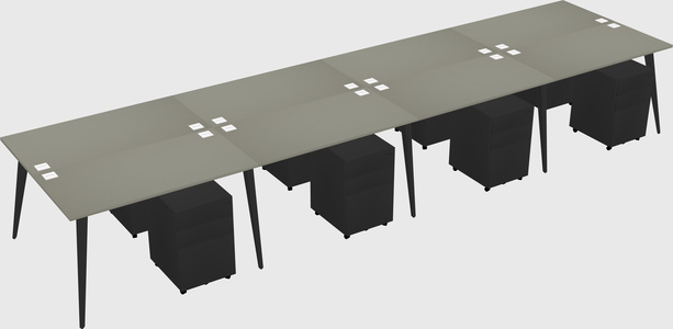 Shared rectangular office desk system