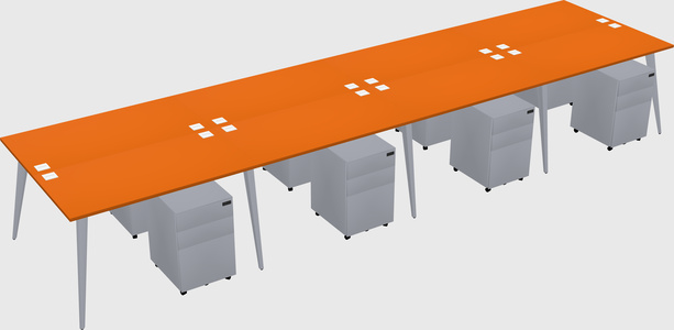 Shared rectangular office desk system