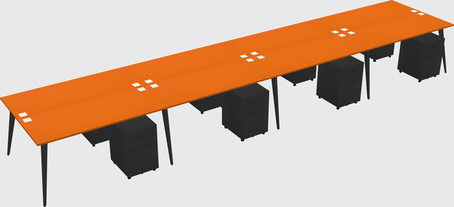 Shared rectangular office desk system
