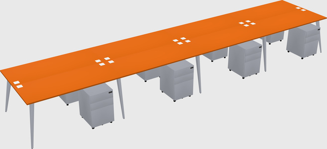 Shared rectangular office desk system