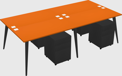 Shared rectangular office desk system