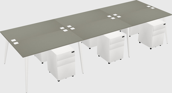 Shared rectangular office desk system
