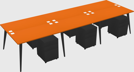 Shared rectangular office desk system