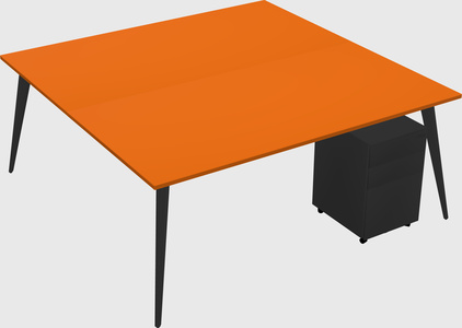 Shared rectangular office desk system