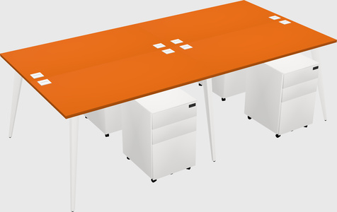 Shared rectangular office desk system