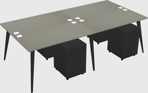 Shared rectangular office desk system