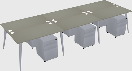 Shared rectangular office desk system