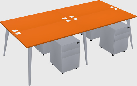 Shared rectangular office desk system