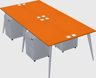 Shared rectangular office desk system