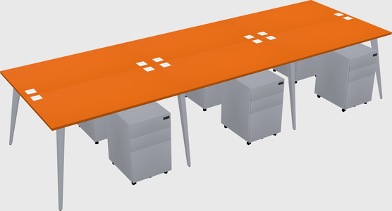 Shared rectangular office desk system