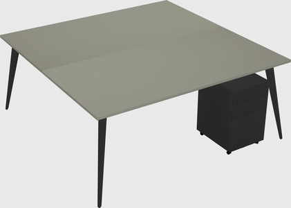 Shared rectangular office desk system