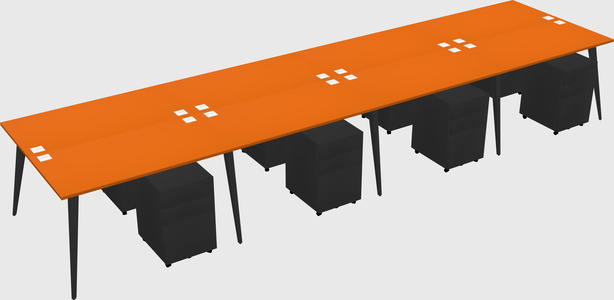 Shared rectangular office desk system