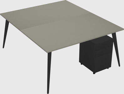 Shared rectangular office desk system