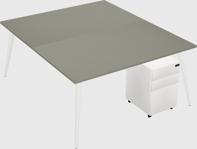 Shared rectangular office desk system