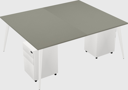 Shared rectangular office desk system