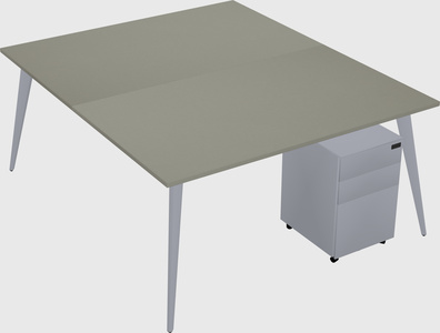 Shared rectangular office desk system