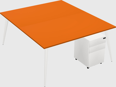 Shared rectangular office desk system