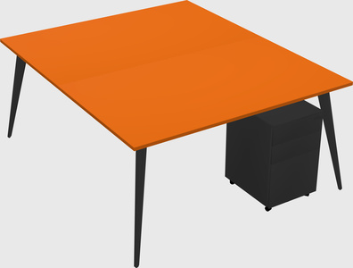 Shared rectangular office desk system