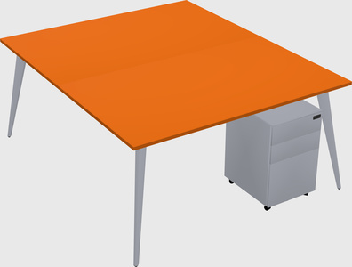 Shared rectangular office desk system