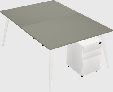 Shared rectangular office desk system