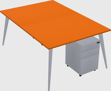 Shared rectangular office desk system