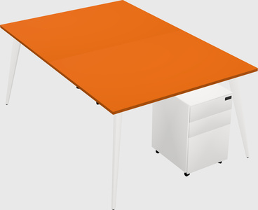 Shared rectangular office desk system