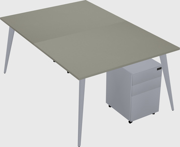 Shared rectangular office desk system