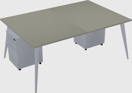 Shared rectangular office desk system