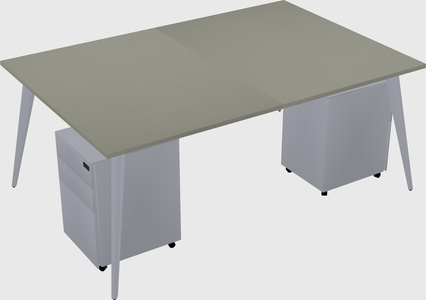 Shared rectangular office desk system