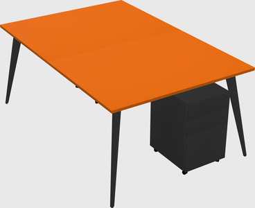 Shared rectangular office desk system