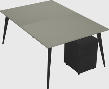 Shared rectangular office desk system