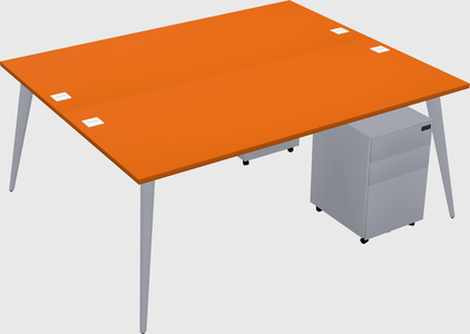 Shared rectangular office desk system